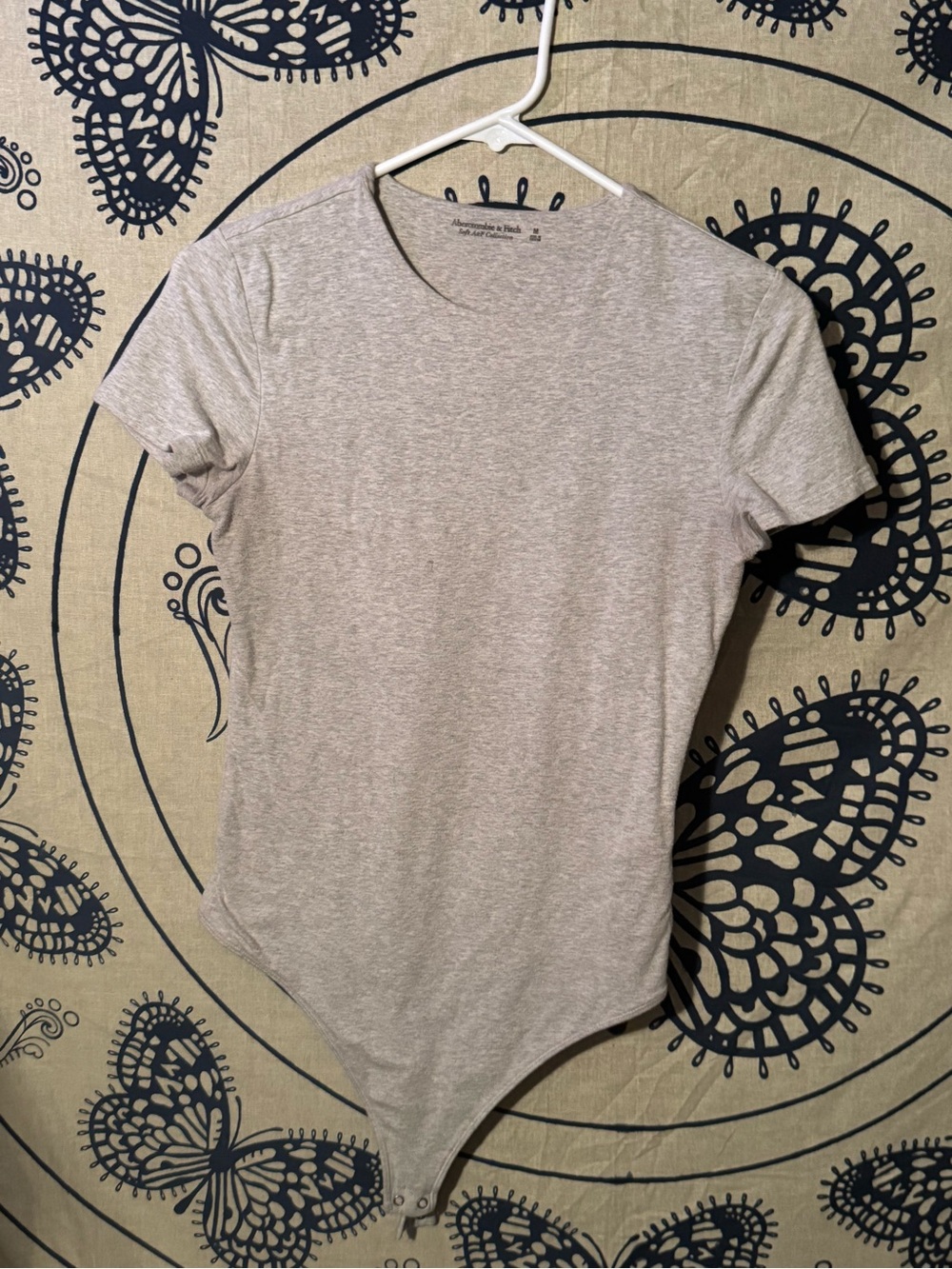 Abercrombie & Fitch Light Heather Gray Women's Short-Sleeve Bodysuit